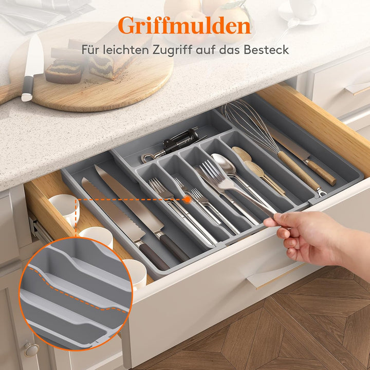 Lifewit Besteckkasten für Schubladen, Verstellbarer küchenutensilienhalter Tiefe 42,4 cm, Grosser Kü