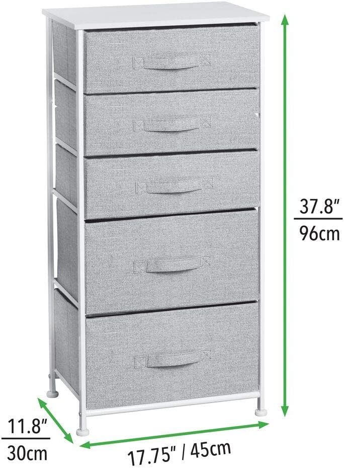 mDesign Kommode aus Stoff – praktischer Schrank Organizer mit 5 Schubladen in 2 Grössen – Aufbewahru