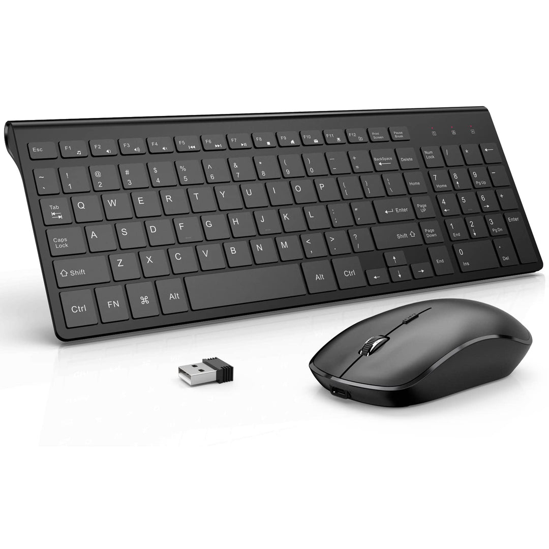 J JoyACCESS Kabellose Tastatur und Maus Kombination mit 2,4 G, kompakt, leise, schlanke kabellose Ta