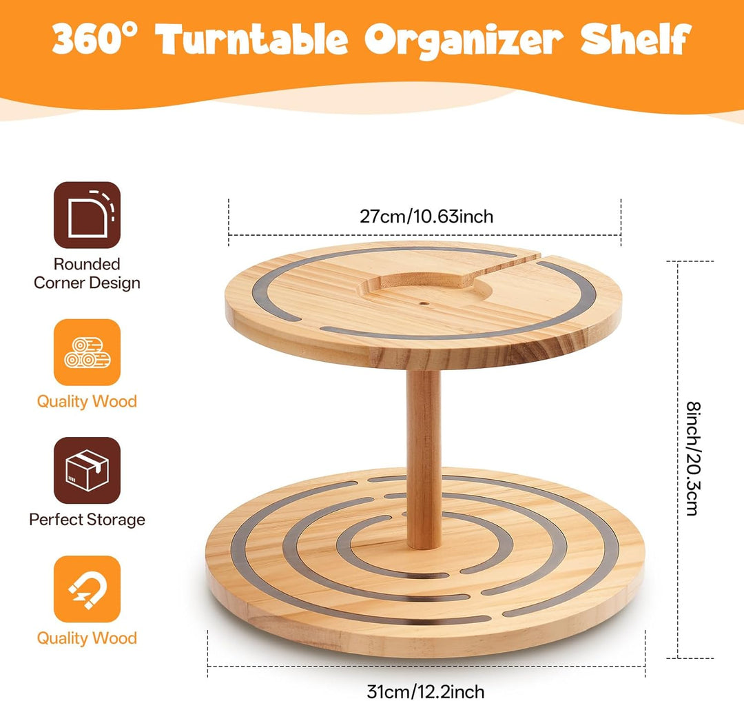 Gieanoo 360°Runde Tonies Magnetisches Regal, 2-Tier Toniebox Display Regal für 30-50 Tonie Charakter