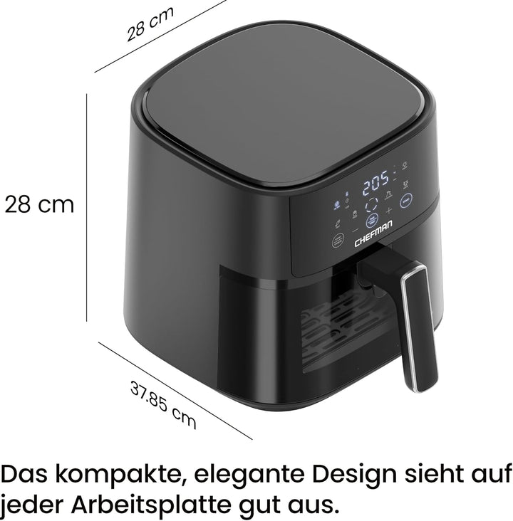 Chefman Heissluftfritteuse - 5,7 L kompakte Heissluftfritteuse, mit Hi-Fry Technologie, Sichtfenster