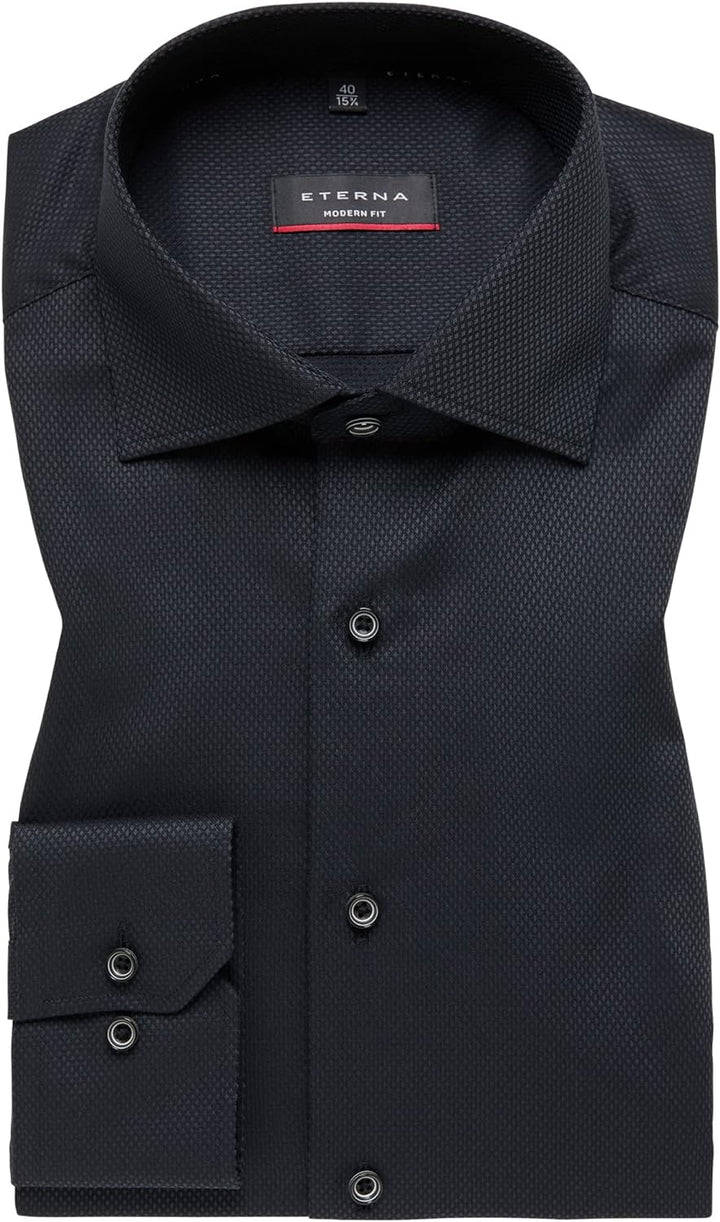 eterna Herren Strukturhemd im Dobbydesign MODERN FIT 1/1 Graphit 41_H_1/1