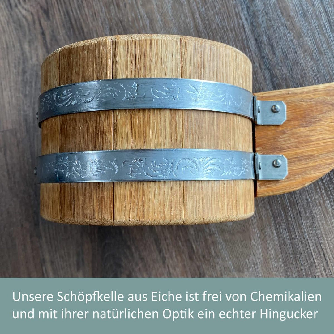 Waldmeister Sauna Set - Eichenholz Sauna Eimer 10 L und Saunakelle 1 L im Set - traditionelle ukrain