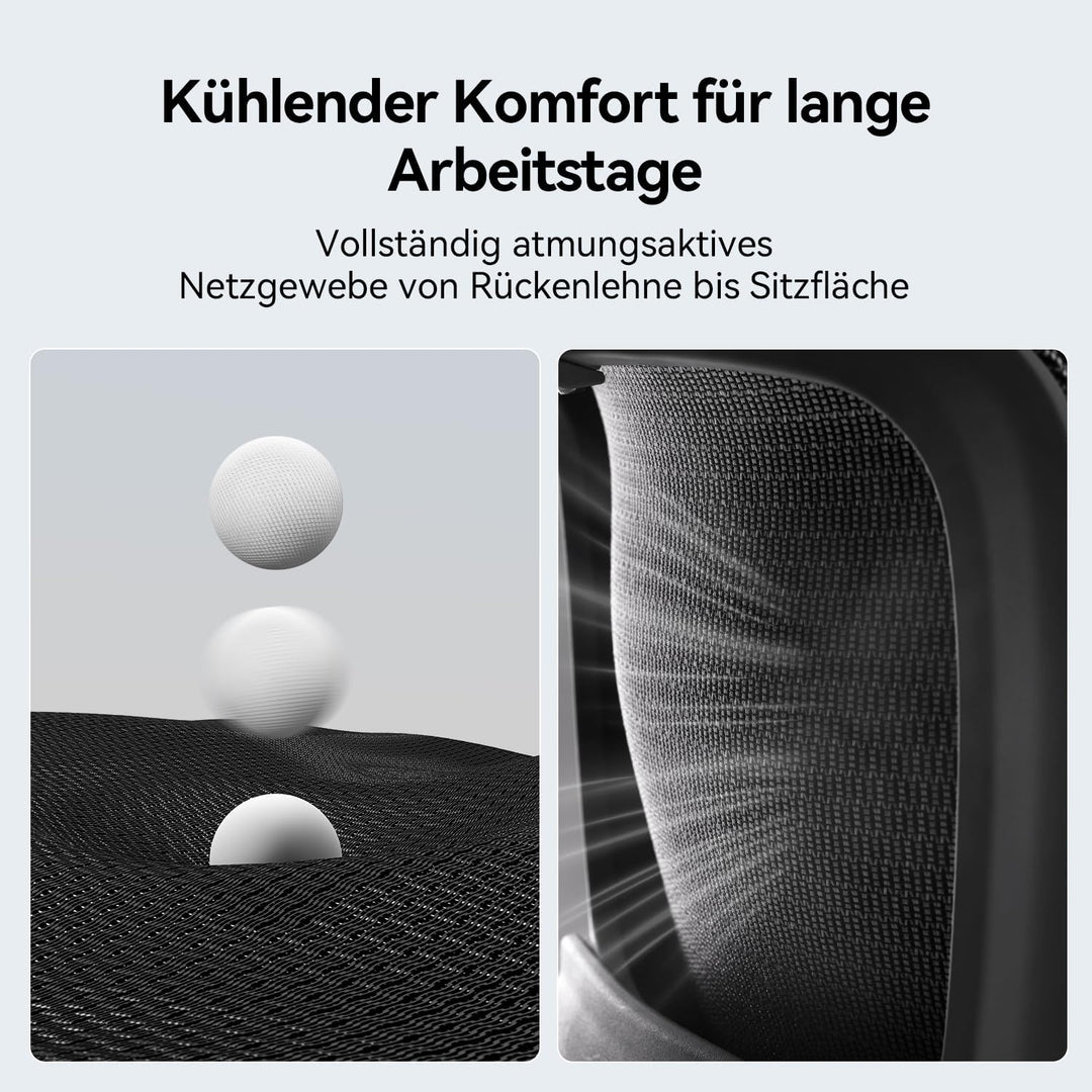 SIHOO B100-SE Ergonomischer Bürostuhl, Schreibtischstuhl mit Mesh-Bezug, Individuell einstellbare Ko