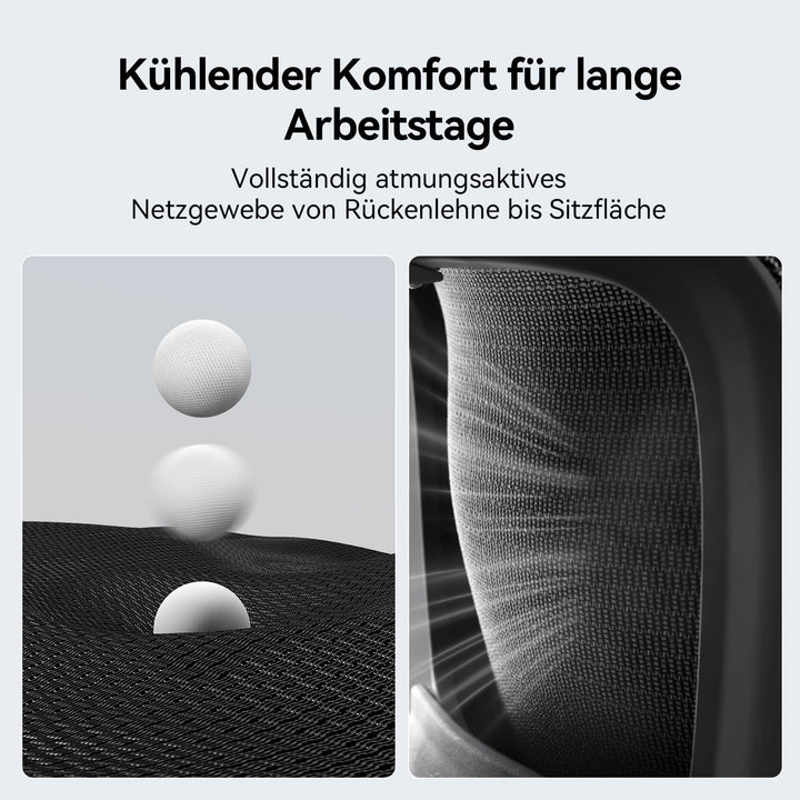 SIHOO B100-SE Ergonomischer Bürostuhl, Schreibtischstuhl mit Mesh-Bezug, Individuell einstellbare Ko