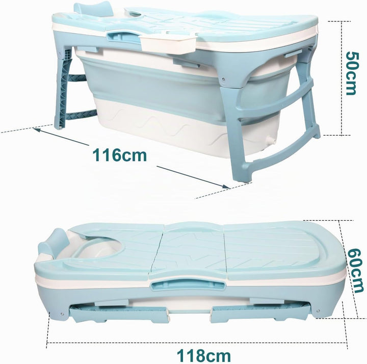 Faltbare Badewanne für Erwachsene, Klappbare Mobile Badewanne 118×60×50 cm, Tragbar &amp; Platzsparend,