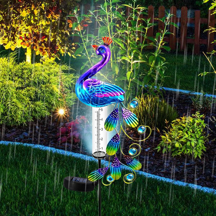 BYZESTY Regenmesser Für Garten Mit LED,H 102CM Regenmesser Frostsicher,Gartendeko Regenmesser,Regenm