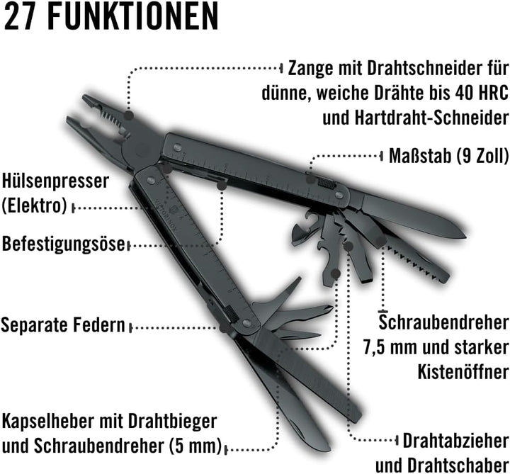 Victorinox Multifunktionstool, Swiss Tool BS mit Nylon-Gürteletui, Taschen Werkzeug, 27 Funktionen,