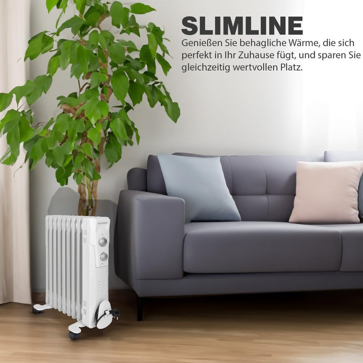 Clatronic RA 3736 9 Rippen-Ölradiator, mobiler Heizkörper, 2000 Watt, stufenloser Thermostatregler,