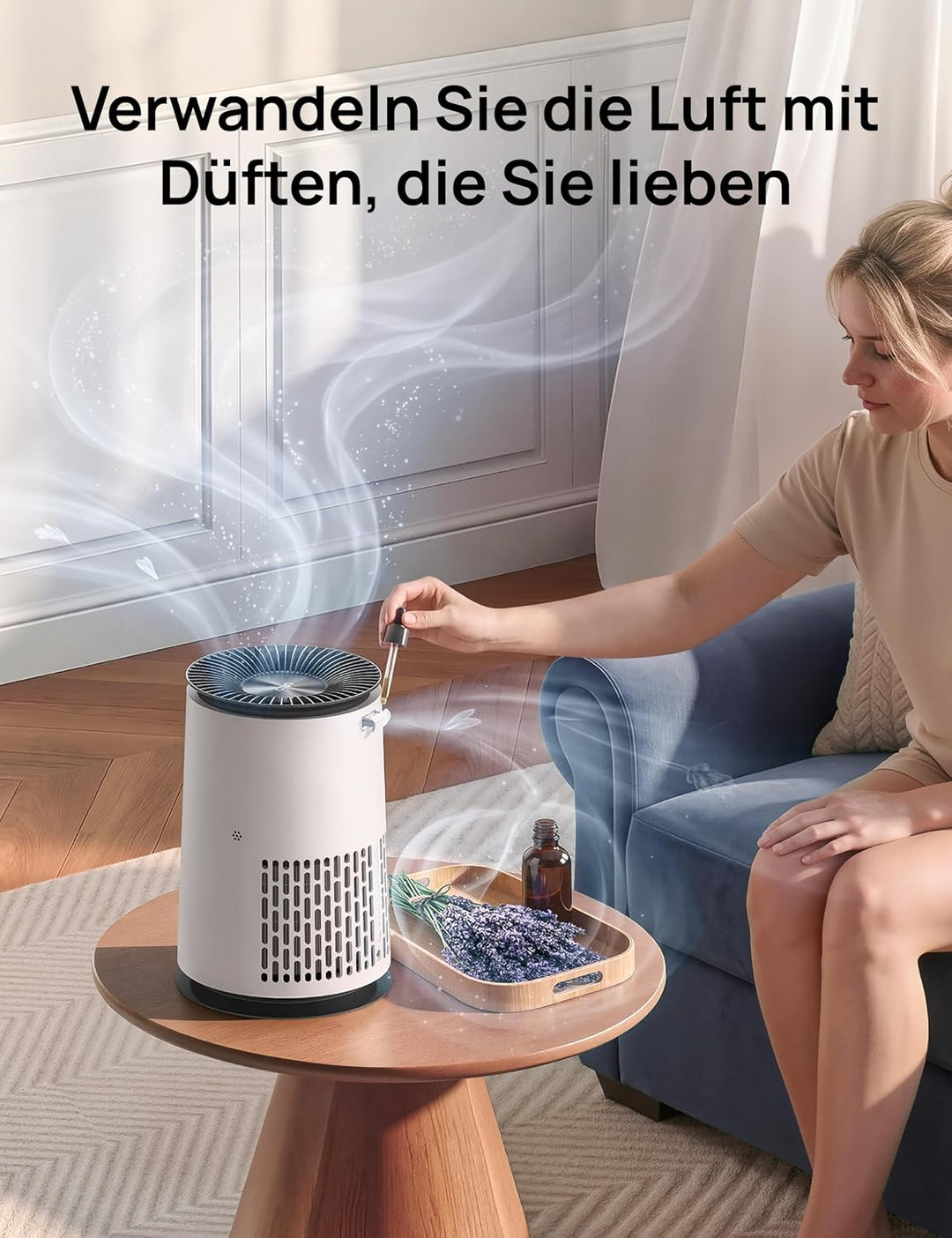 DREO-Luftreiniger für Schlafzimmer 195 m³/h CADR, Luftreiniger 338S,3-in-1-HEPA-Filter, 4 Modi, 4 Ge