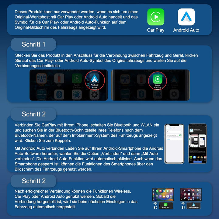 carplay Wireless Adapter, Android Auto Wireless Adapter für iPhone ios 10+ und Android 11+ System, S