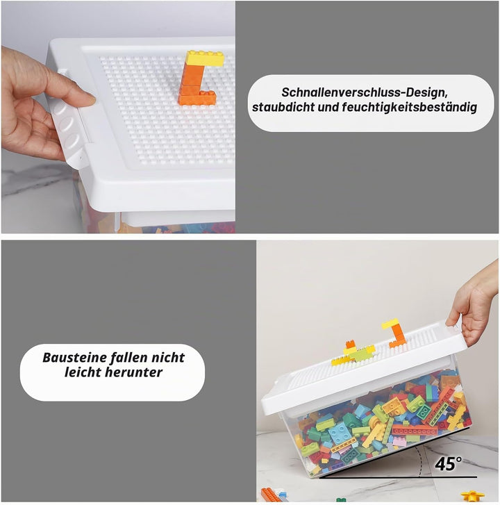 Greentainer Aufbewahrungsbox Spielzeug mit Deckel &amp; AbnehmbaresTablett,3er Spielzeug Box aus PP,Aufb