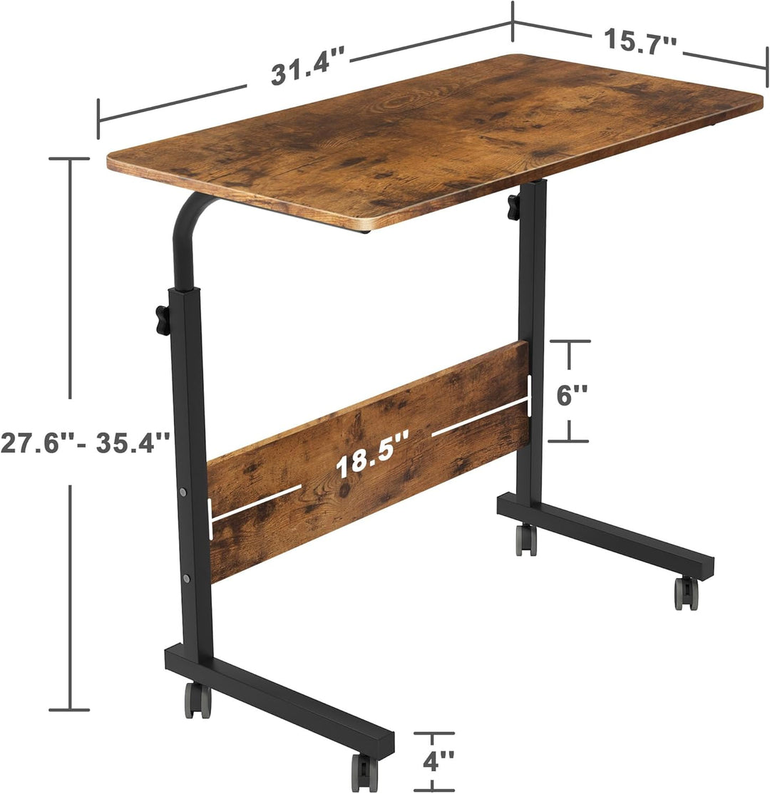 soges Laptoptisch Beistelltisch mit Rollen,höhenverstellbarer PC Tisch Notebook Sofatisch Laptopstän