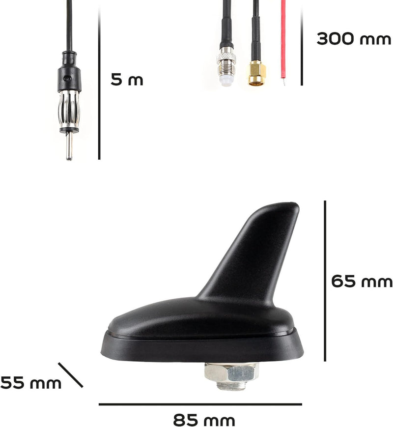 alca® Fin-Antenne AM/FM GPS schwarz matt Radio Navigation AM/FM GPS GSM, AM/FM GPS GSM