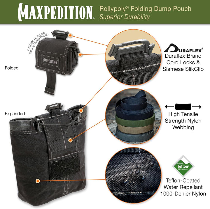 Maxpedition Faltbeutel Rollypoly Schwarz, Schwarz
