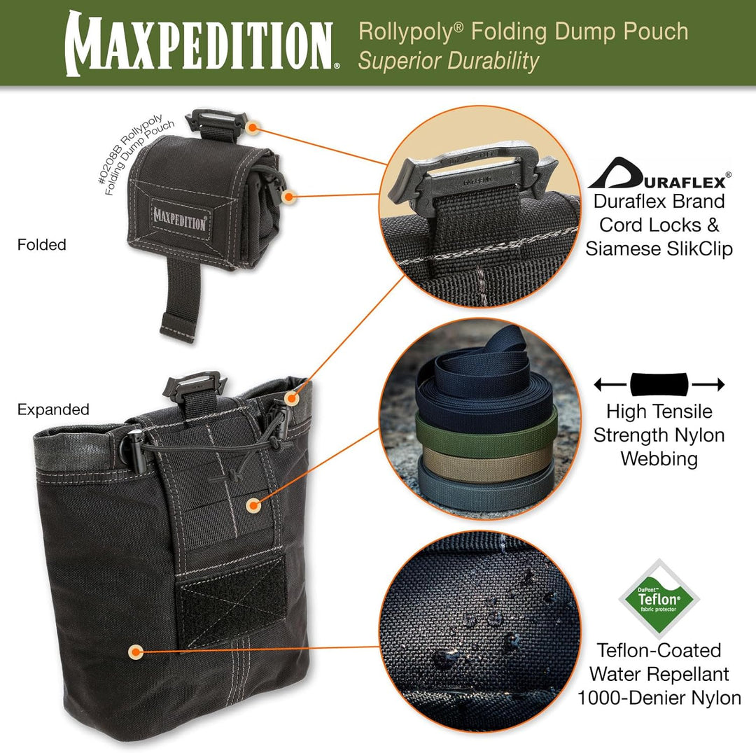 Maxpedition Faltbeutel Rollypoly Schwarz, Schwarz