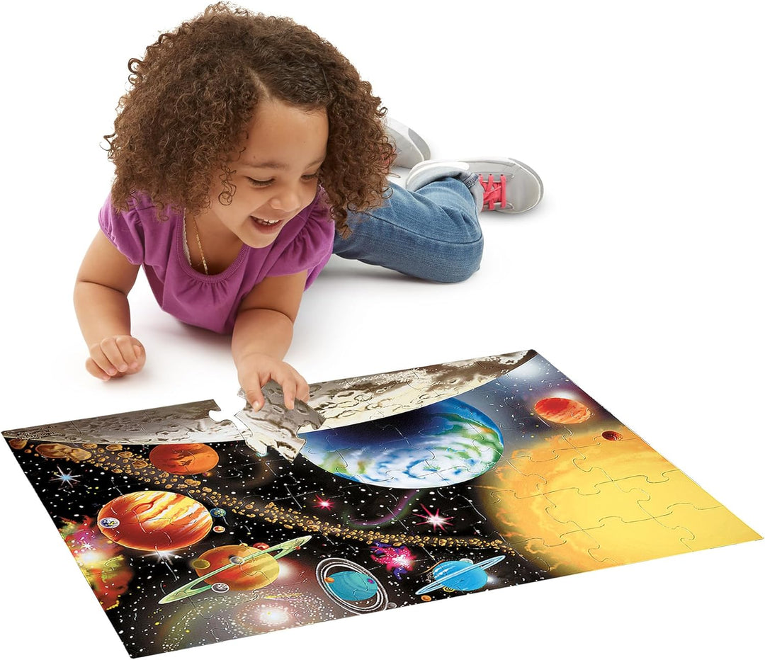 Melissa & Doug 10413 Sonnensystembodenpuzzles, leicht zu reinigende Oberfläche, fördert die Hand-Aug