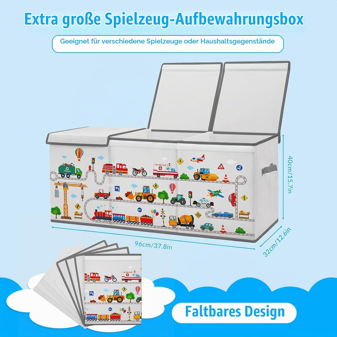 Extra Gross Aufbewahrungsbox mit Deckel Kinder, Zusammenklappbare Oxford-Spielzeugkiste mit Griff fü
