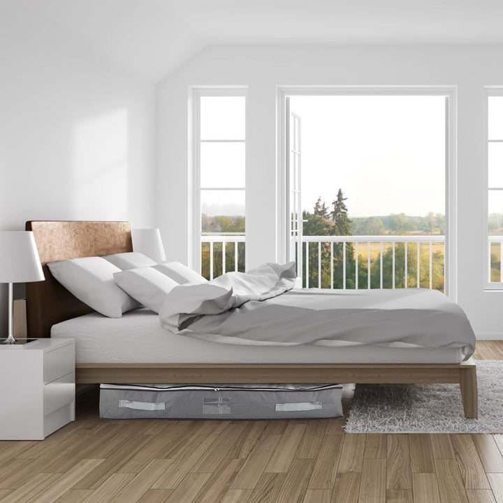 2 Stück 90L Faltbare Unterbett Aufbewahrungsbox mit Deckel, Gross | Vliesstoff, mit Griff, Zwei-Wege