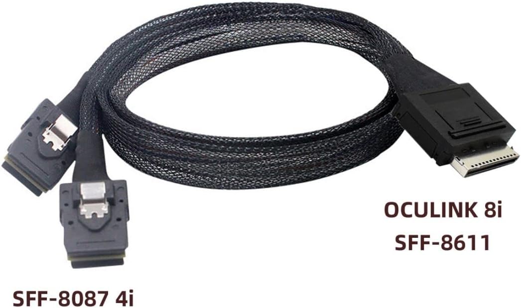 CY SFF-8611 auf SFF-8087 Kabel,OCuLink PCIe PCI-Express SFF-8611 8X 8-Lane auf 2 SFF-8087 4X SSD Dat