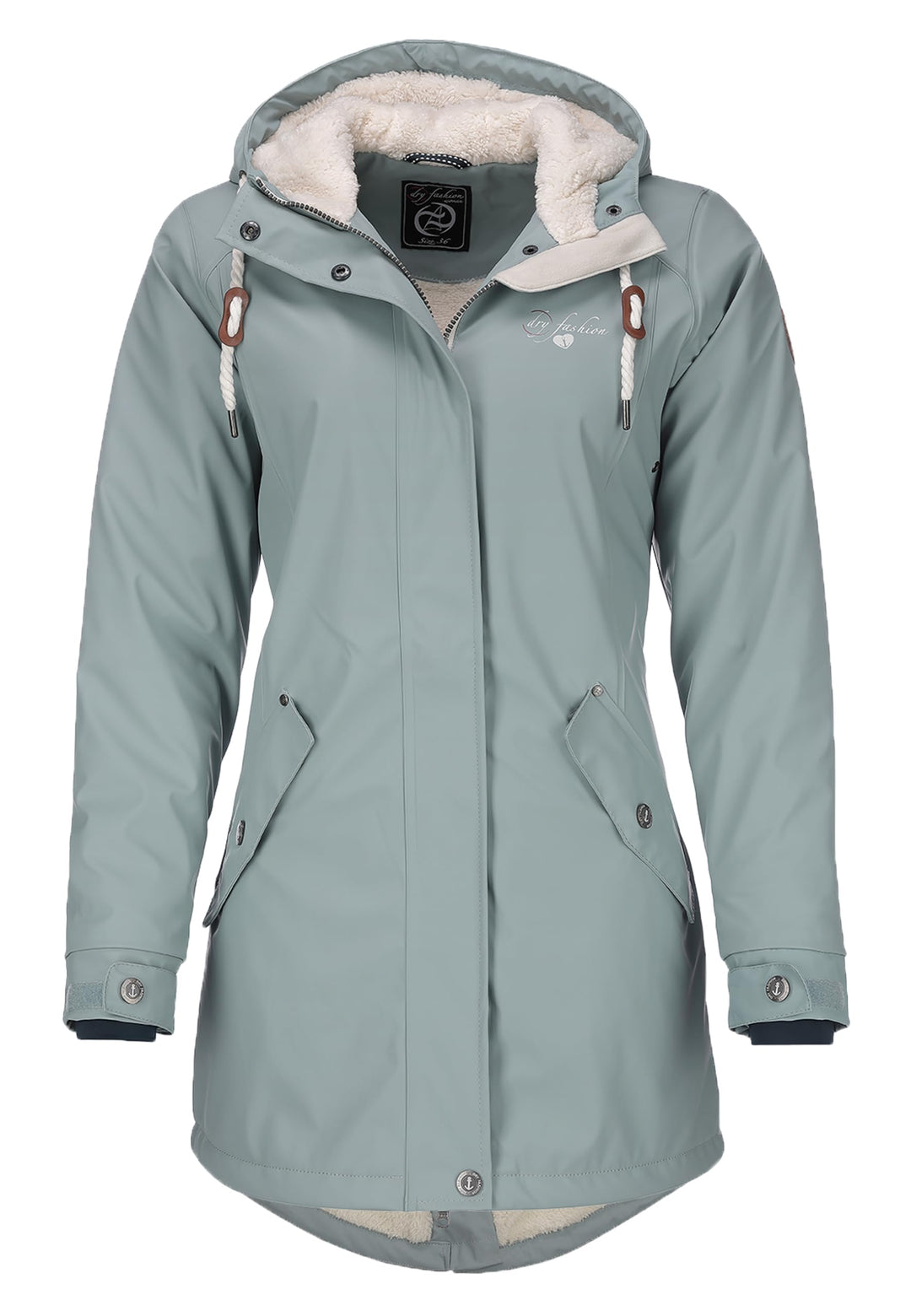 Dry Fashion Damen Regenmantel Malmö - Frauen Regenjacke Jacke mit Kapuze Lang Winddicht Wasserdicht