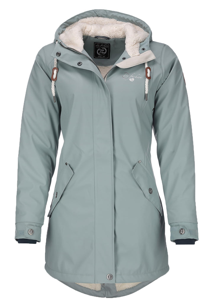 Dry Fashion Damen Regenmantel Malmö - Frauen Regenjacke Jacke mit Kapuze Lang Winddicht Wasserdicht