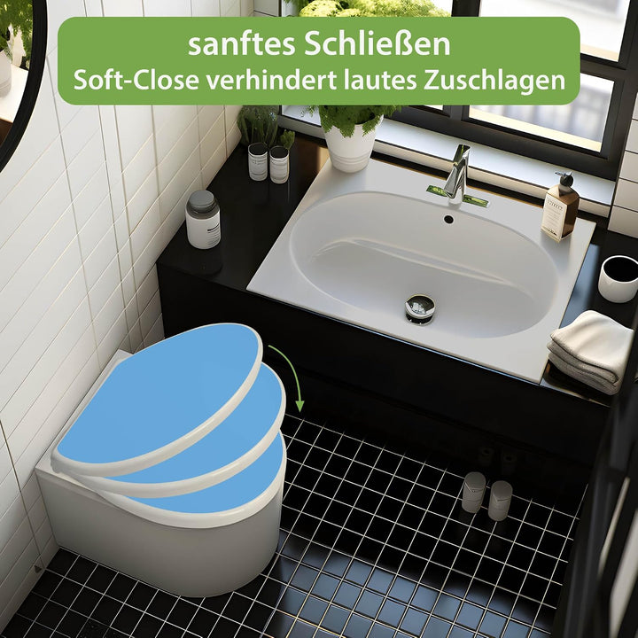 banjado Toilettendeckel mit Absenkautomatik 44,5x37cm - Soft Close Toilettensitz - WC Sitz mit Absen