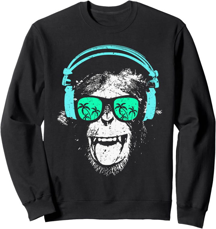 Monkey DJ mit Kopfhörer und Sonnenbrille Geschenkidee Sweatshirt