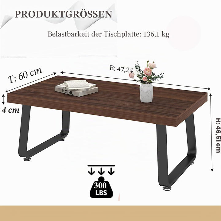HSH Couchtisch Holz Wohnzimmertisch Industrie Design Beistelltisch für Wohnzimmer Sofatisch Elegante