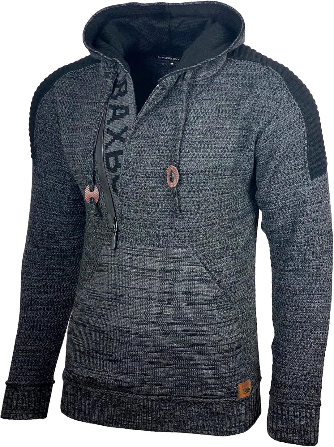 Baxboy Herren Strick-Pullover Kapuzenpullover Moderne Männer Pulli Grobstrick Strickjacke Winter-Fre