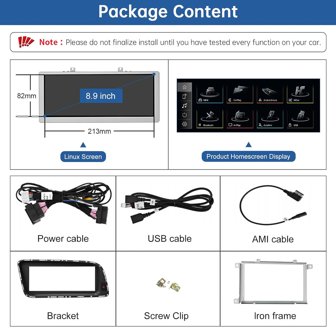 Road Top 8,9 Zoll Autoradio Drahtlos CarPlay Touchscreen für Audi Q5 2009-2017 Jahr mit 3GMMI, Autor