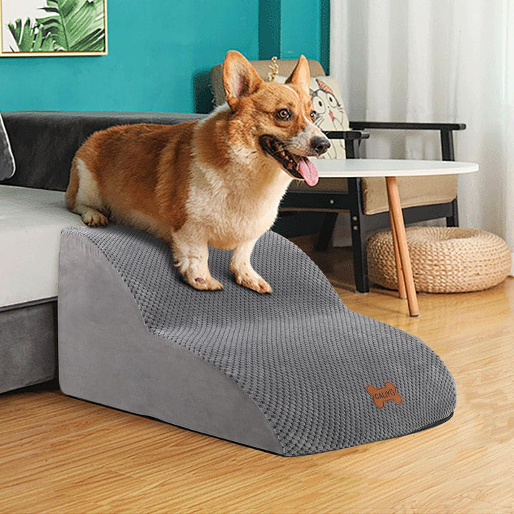 CALIYO Hundetreppe 2 Stufen，Hundetreppe für Kleine Hunde,Treppe für Hunde aus Hochdichtem Schwamm,Ha