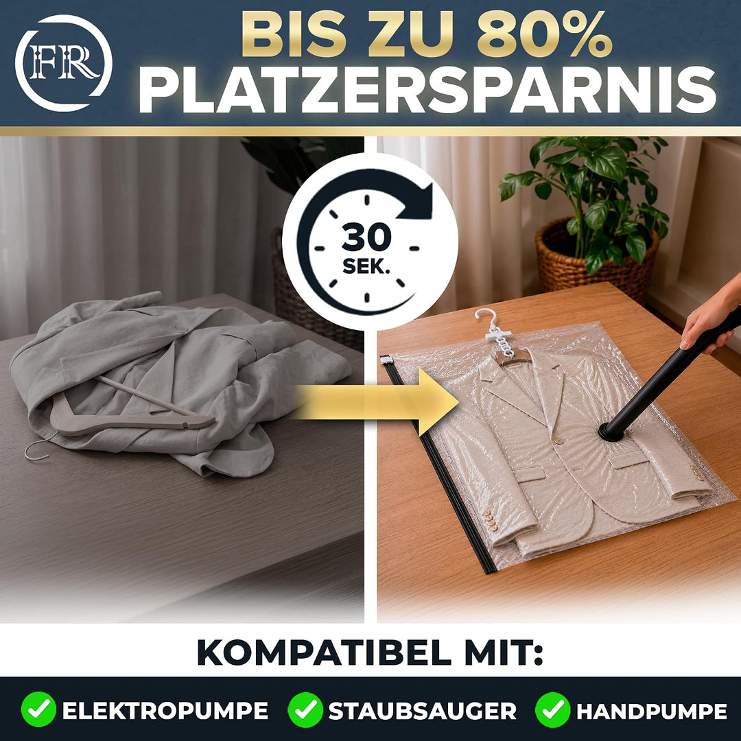 FiRiO Hängende Vakuumbeutel für Kleidung (mit Haken) I 3 STÜCK I Grösse XL: 100x70cm I Grosse Vakuum