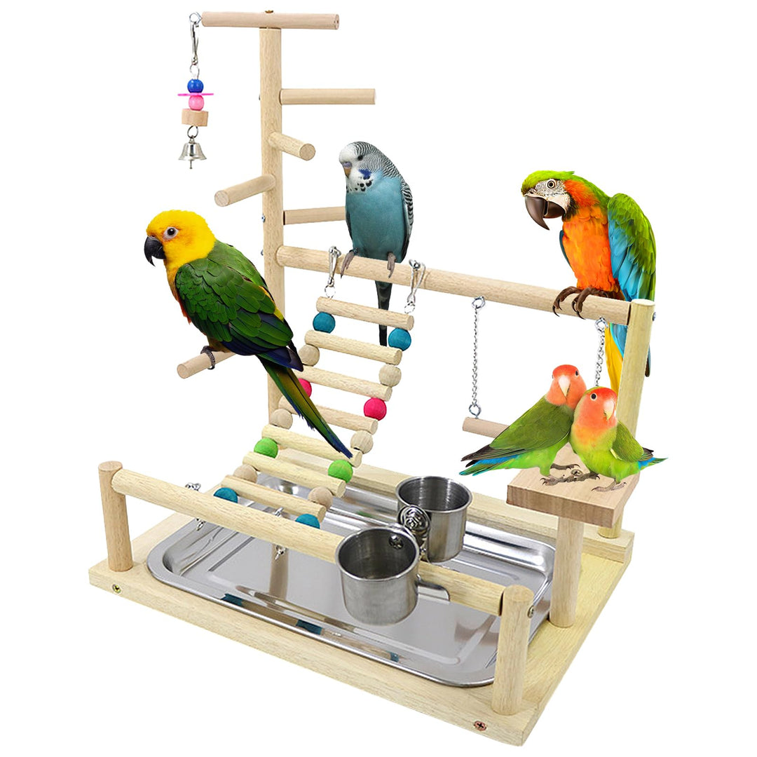 Vögel Spielplatz, Wellensittich Spielplatz Vogel-Spielplatz, Papageienspielständer Mit Feeder Cup Un