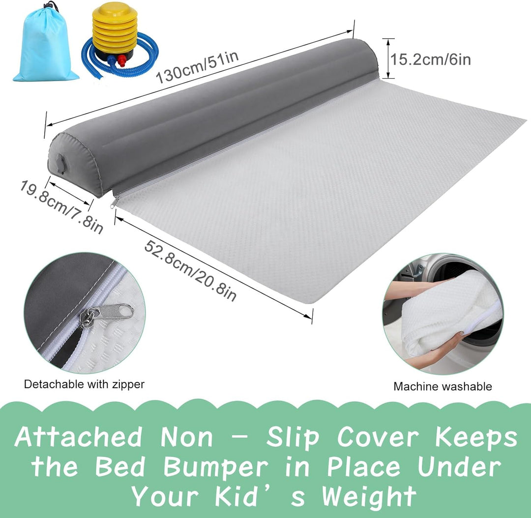 Rausfallschutz Bett reise mit Pumpe, 130 CM Anti-Fall-Bettschutzgitter Bettgitter Aufblasbarer Bett