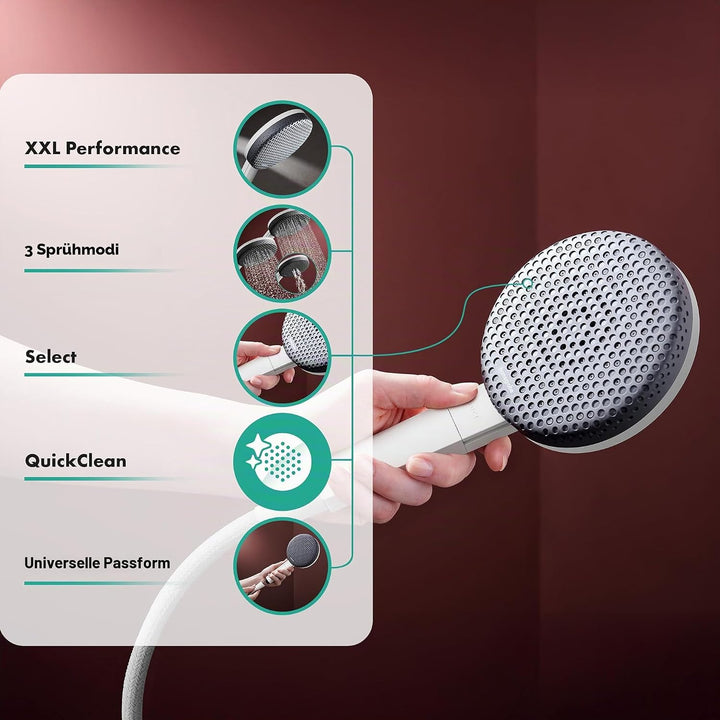 hansgrohe Raindance Alive Select S - Duschkopf, Handbrause mit 3 Strahlarten (inkl. PowderRain), run