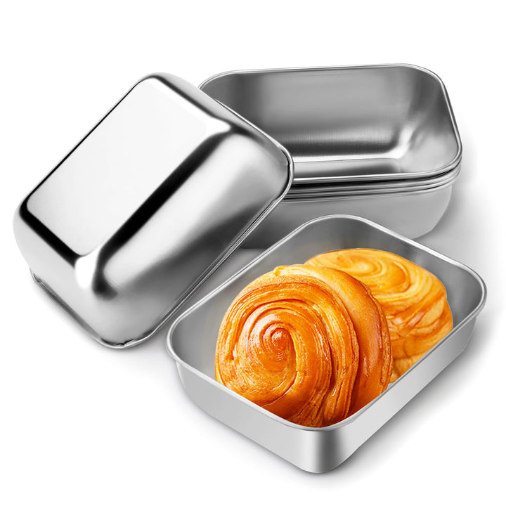 Mini-Kastenformen aus Edelstahl, 13,3 x 9,9 cm, kleine Brotbackformen, Metall-Brotbackformen für hau