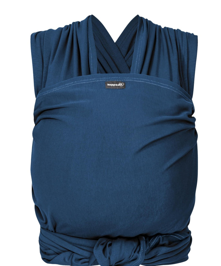 Hoppediz Elastisches Babytragetuch ab Geburt, Indigo 5,40 m | Ergonomisches Tragetuch für frühgebore