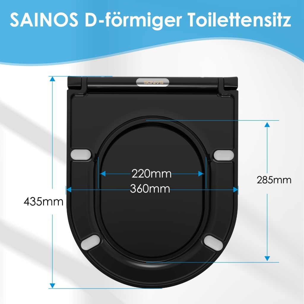 Duroplast-Toilettensitz, D-Förmiger Toilettendeckel Mit Soft-Close-Mechanismus, Edelstahlscharnier,