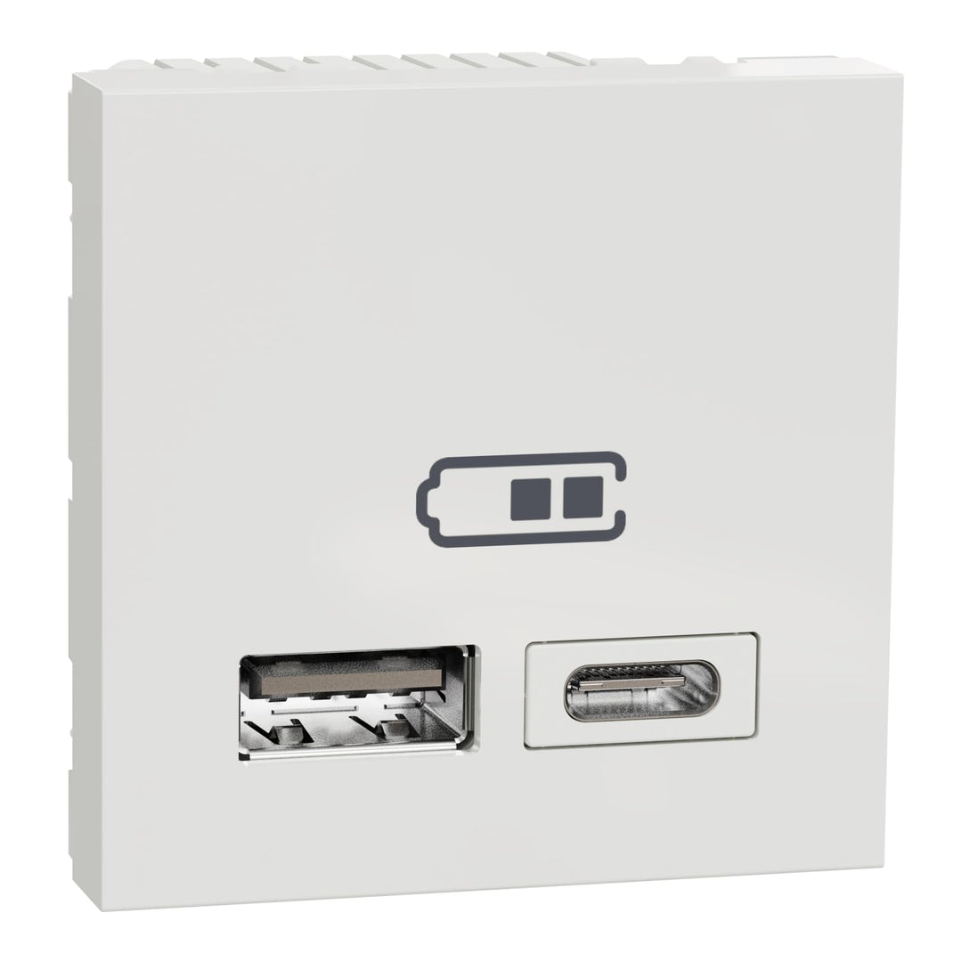 Unica - USB-Doppelladegerät - 5 V cc - 2,4 A Typ A+C - 2 Module - Blanc - Mea einzeln