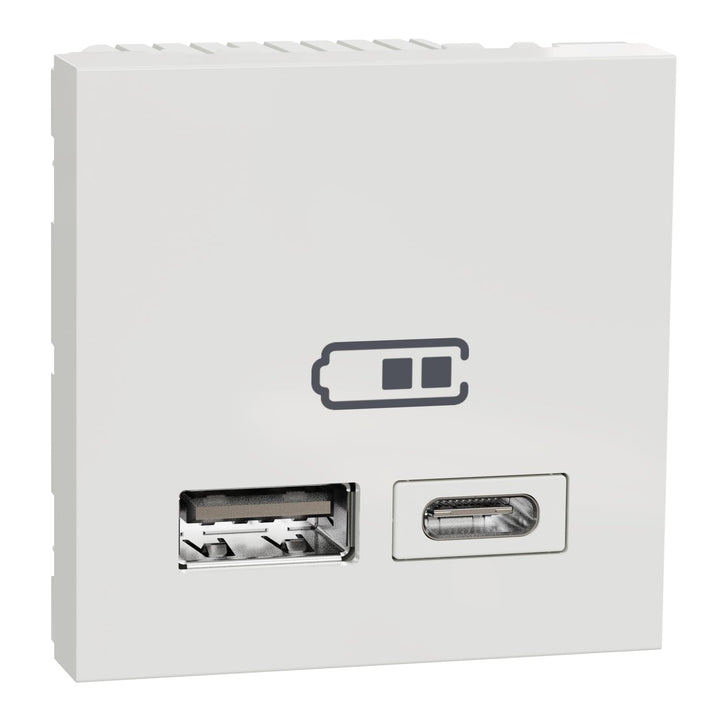 Unica - USB-Doppelladegerät - 5 V cc - 2,4 A Typ A+C - 2 Module - Blanc - Mea einzeln