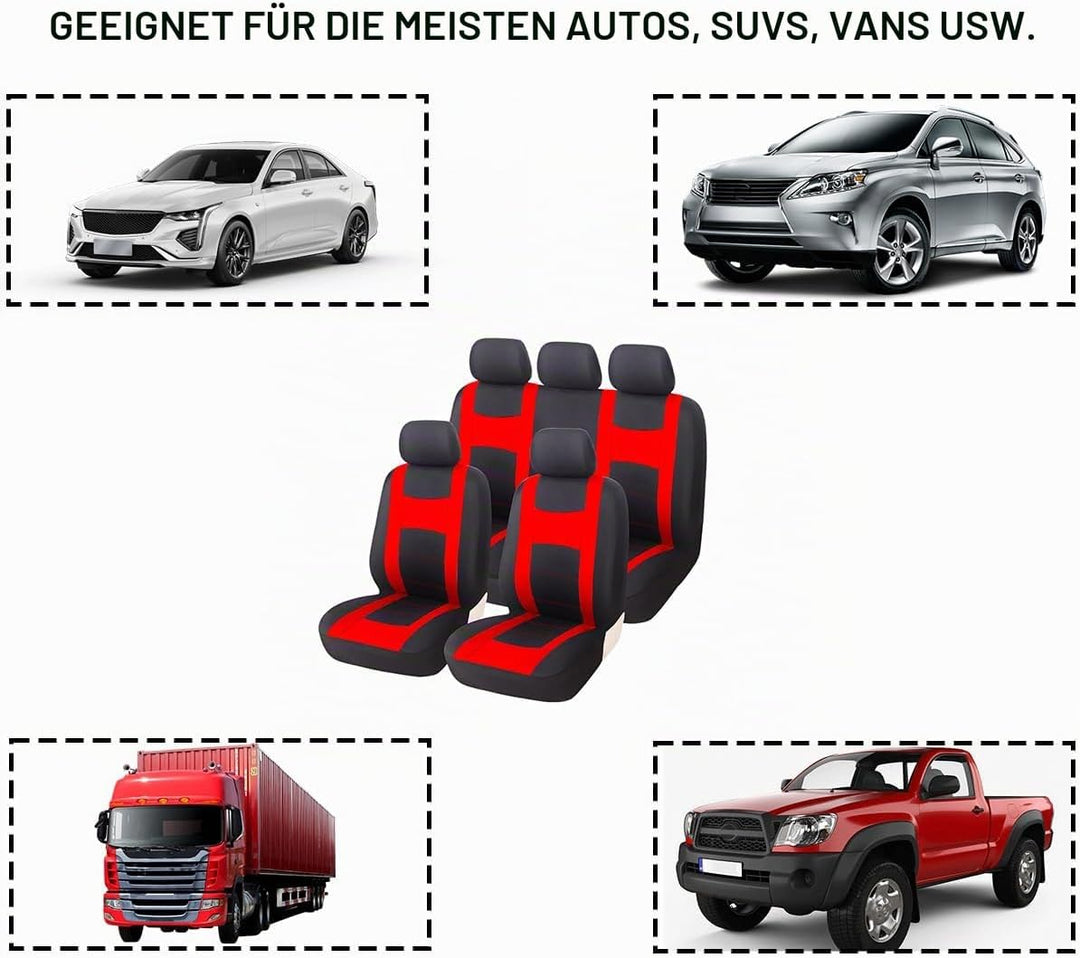 JNNJ 9 Stück Autositzbezüge Kompletter Satz, Klassisch Autositzbezüge Sitzschoner Auto Schonbezug Au