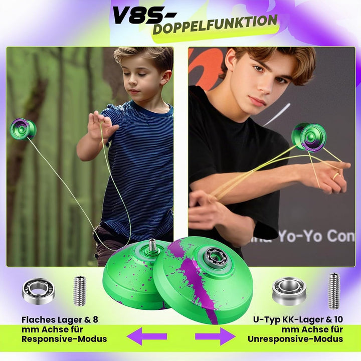MAGICYOYO JoJo V8S Professionelles Finger-Spin-Yoyo für Anfänger und Fortgeschrittene, Responsive Jo