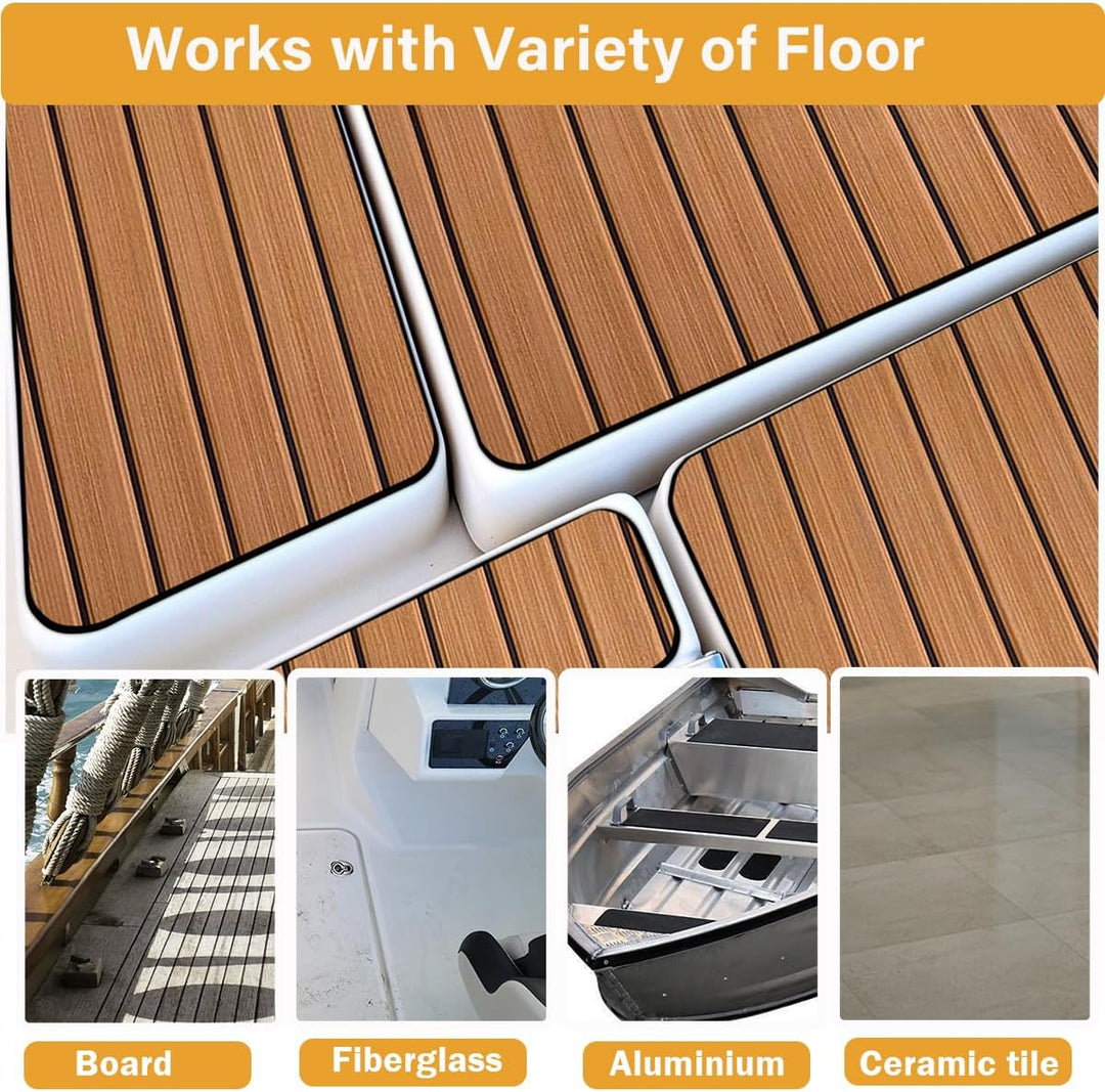 Hzkaicun Eva Schaum Boot 240x17/41/60/90 cm, Teakholz Eva Schaum Bodenbelag, Selbstklebende Deck Tep