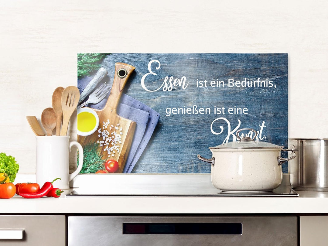 GRAZDesign Spritzschutz Küchenrückwand Glas Küche für Herd & Küchenspüle, Spruch - Glasplatte für Rü