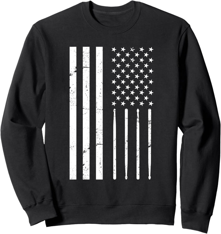 Amerika Flagge Rock Band Musik Drumsticks Schlagzeug Sweatshirt
