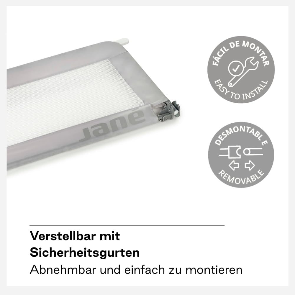 Jané - Klappbares Bettgitter, Länge 140 cm, Transporttasche, extra hoch 140 cm Grau, 140 cm Grau