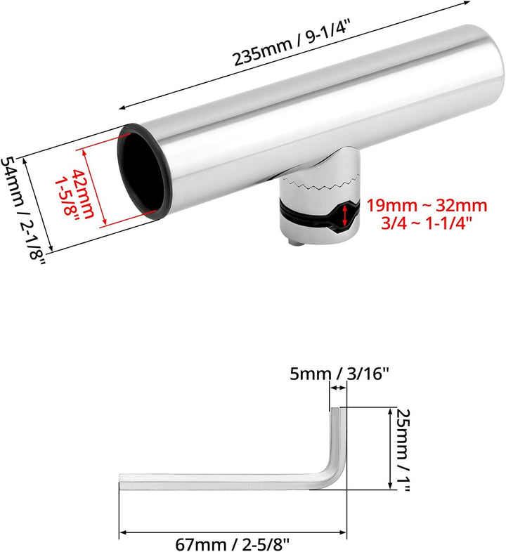 QWORK® 2 Stück Angelrutenhalter 360° Drehbar - Edelstahl 304 - Klemmung auf 19~25 mm Schienen - für