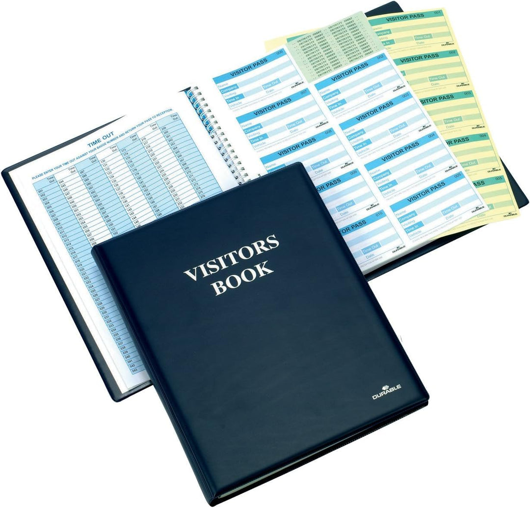 Durable Besucherbuch Leder-Optik 300 Namensschilder 90 x 60 mm 300 Badge, 300 Badge