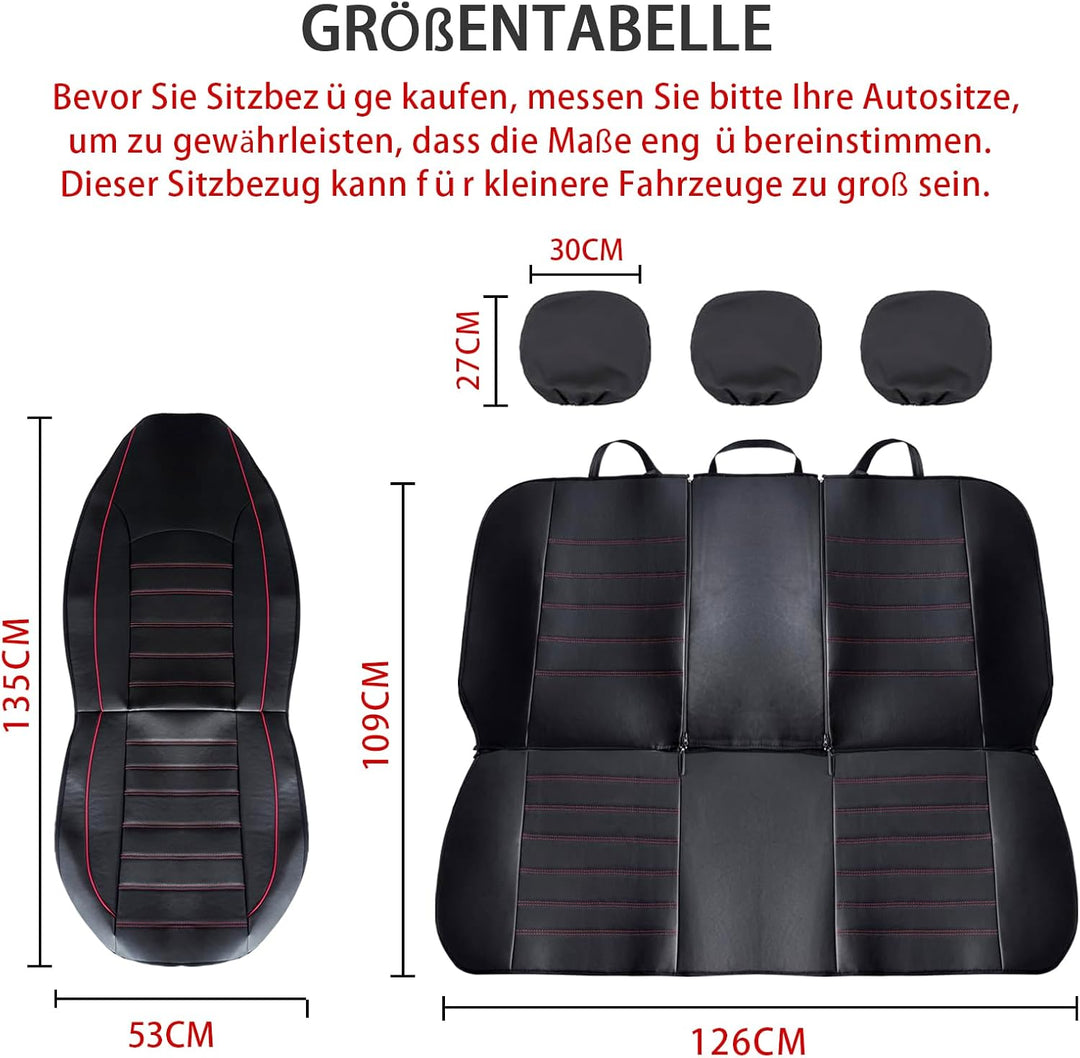 TOYOUN Kunstleder Sitzbezüge Auto Set Universal Klassisch Autositzbezüge Sitzschoner Auto Schonbezug